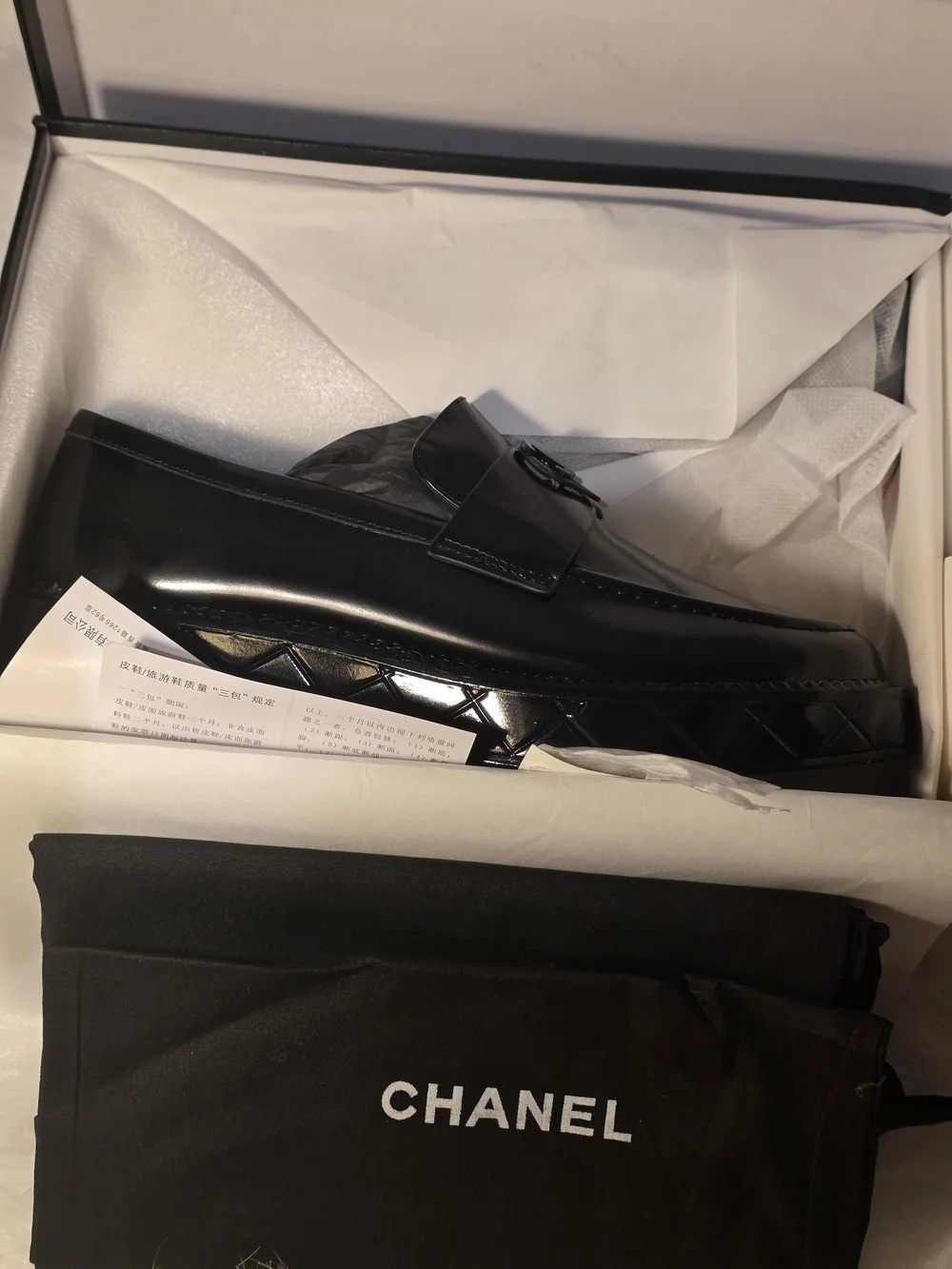 CHANEL Black Quilted-Platform Leather Loafers